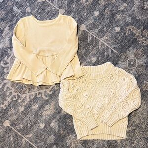 4T Girls Neutral Sweater and Peplum Long Sleeve